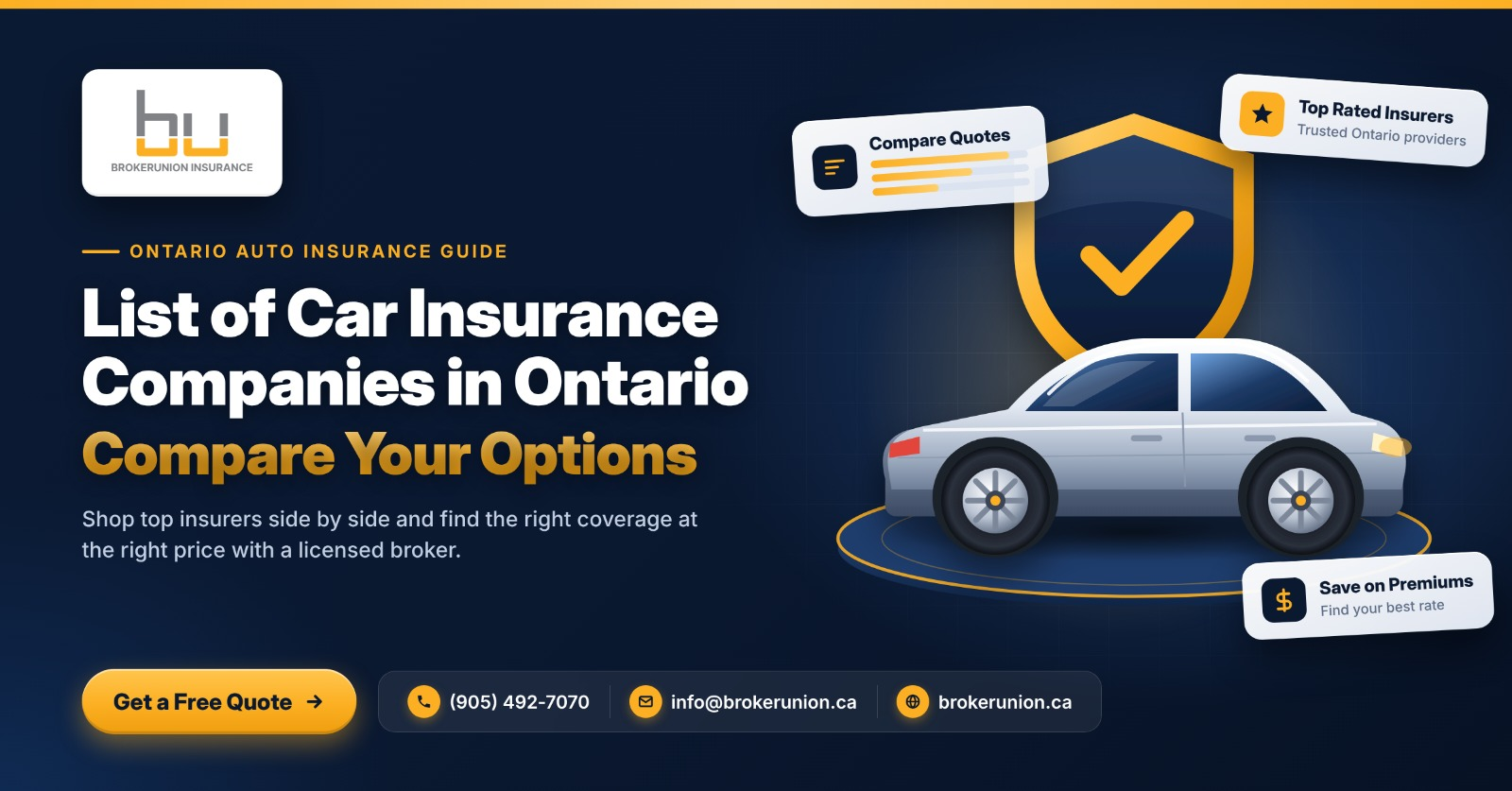 List of car insurance companies in Ontario guide by BrokerUnion Insurance